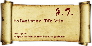 Hofmeister Tícia névjegykártya